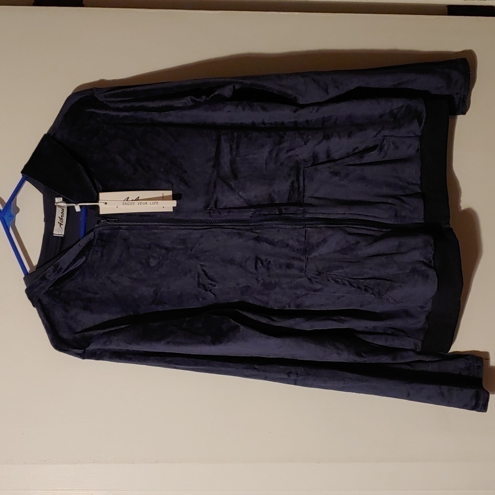 Aibrou velour zip up hooded jacket